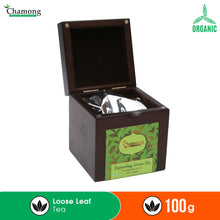 Premium Organic Green Tea in Walnut Finish Wooden Box
